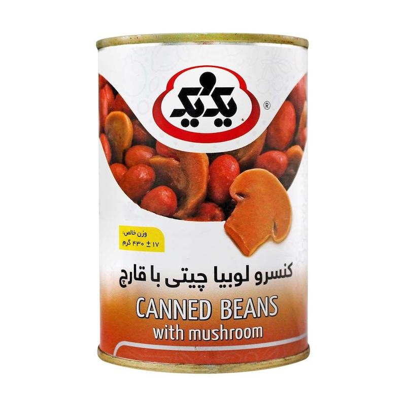 کنسرو لوبیا چیتی با قارچ یک و یک 400 گرم