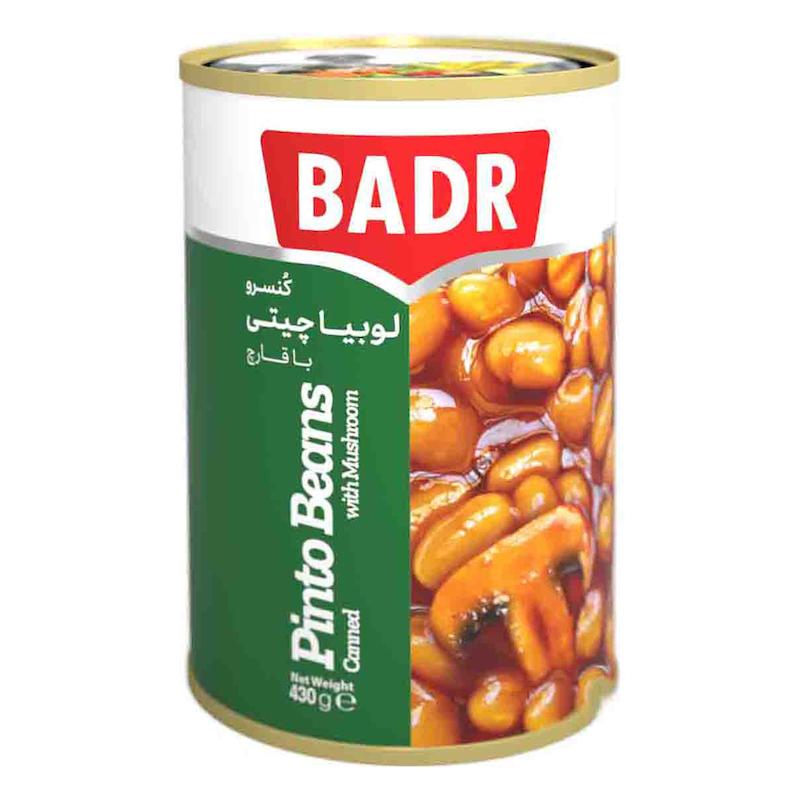 کنسرو لوبیا چیتی با قارچ 430 گرمی بدر