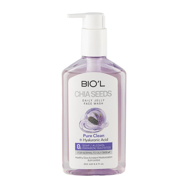 بیول فیس واش ژلی حاوی عصاره چیا و هیالورونیک اسید مناسب پوست نرمال تا چرب حجم 250 میلی لیتر Biol Face Wash For Normal and Oily Skin 250ml