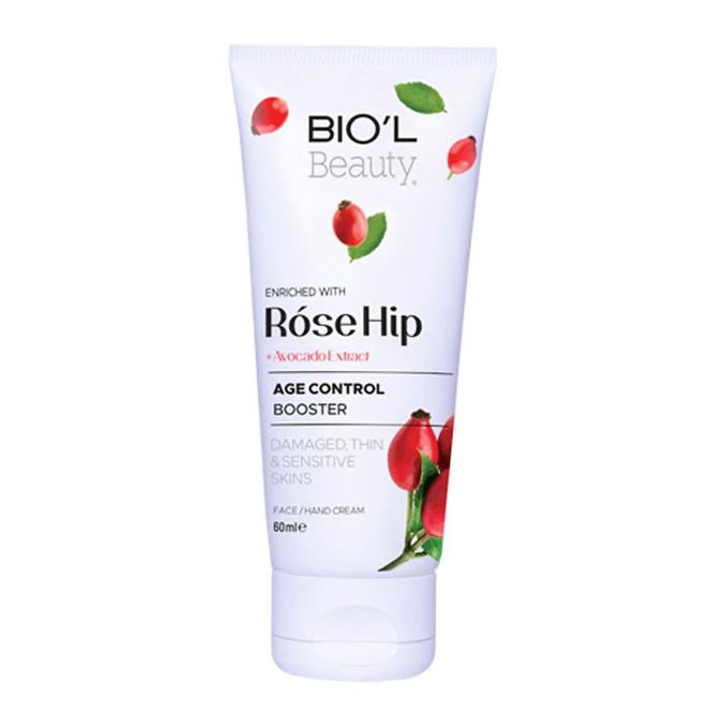 بیول کرم مرطوب کننده تیوپی 60 میل کم چرب، روغن رزهیپ و آووکادو Moisturizing Hand Cream With Rose Hip Extract 60ml BIOL