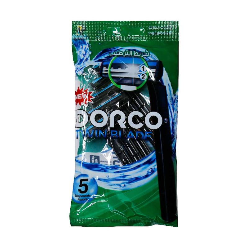 خودتراش ژیلت دو لبه صابون دار دورکو 5 عدد(20بسته 5عددی)(اورجینال) کد845  Dorco Twin Blade Disposable Razor 5 Pcs