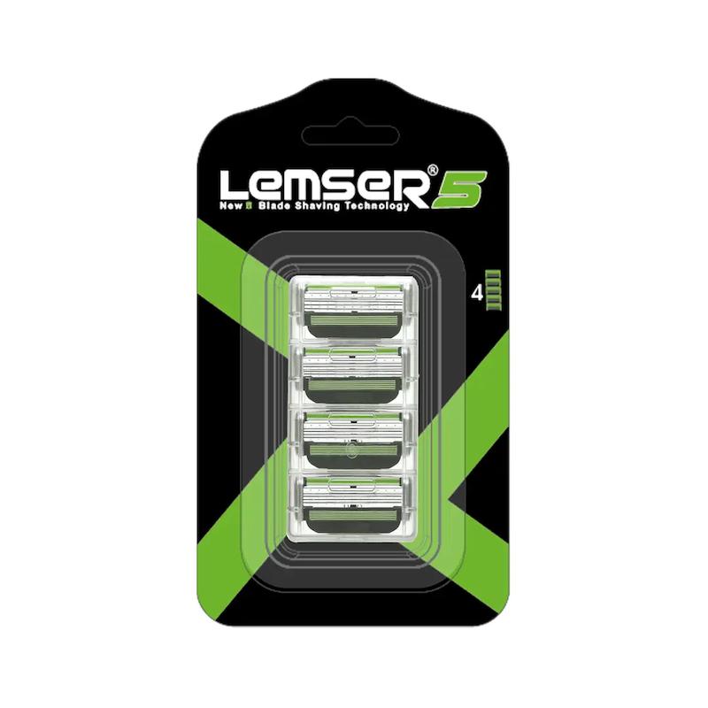 تیغ یدک اصلاح لمسر ۵ لبه بسته ۴ عددی LEMSER5 کد 397