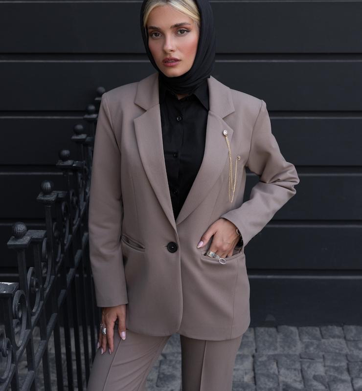 کت تک زنانه گاباردین کرم M5