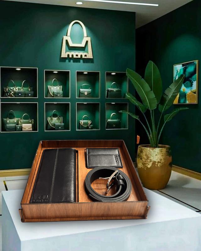 ست کمربند کیف پول و جا کارتی چرم طبیعی اعلا