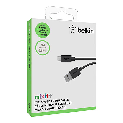 کابل تبدیل USB به MicroUSB بلکین مدل F2CU012bt3M-BLK طول 3 متر