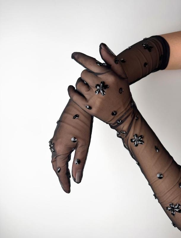 دستكش سنگدوزي فول بلك 