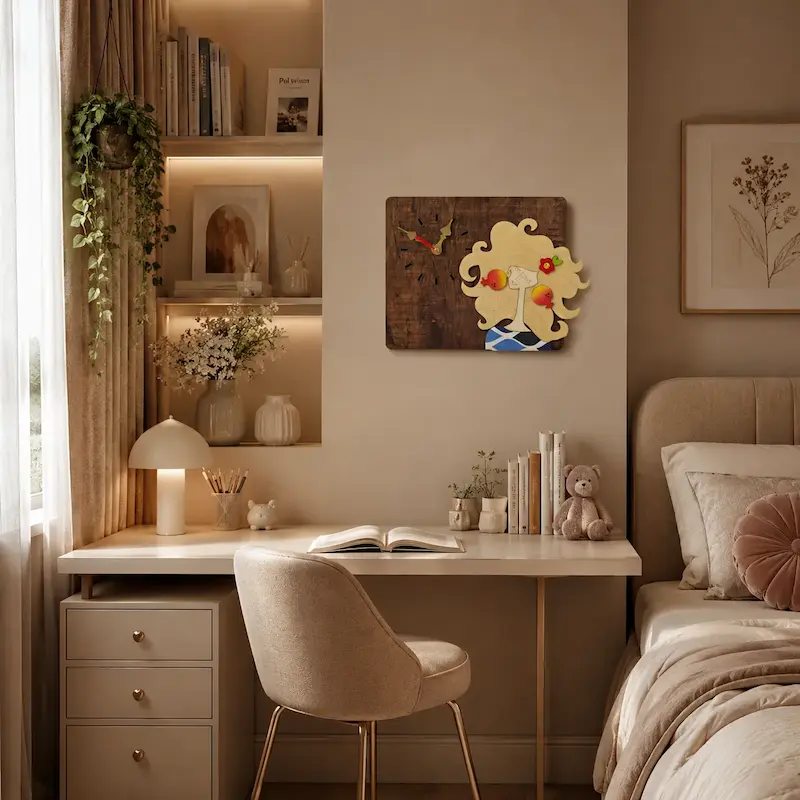 ساعت دیواری چوبی ماه پونه
