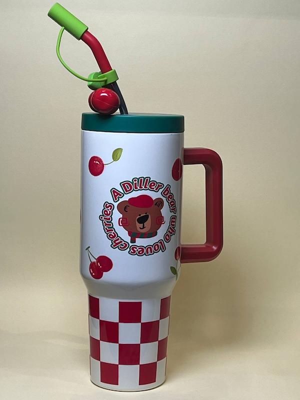 ماگ دسته دار فانتزی تامبلر طرح تدی و گیلاس برند DILLER