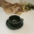 فنجان نعلبکی سرامیکی رنگ زیتونی ۳۵۰ میل و 300 میل