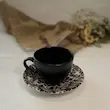 فنجان و نعلبکی پلنگی سفید و مشکی300 میل از برند کرامیکا 