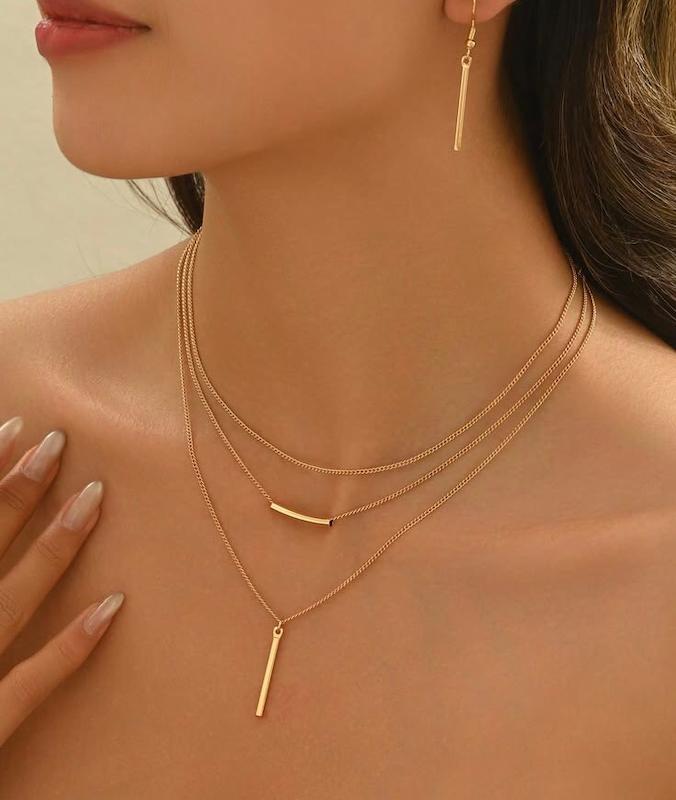 گردنبند سه لایه با زنجیر کارتیه نازک