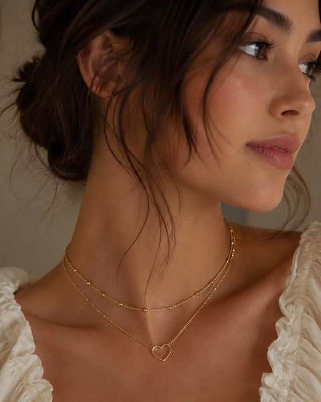 گردنبند دولایه گلوله ای و قلب