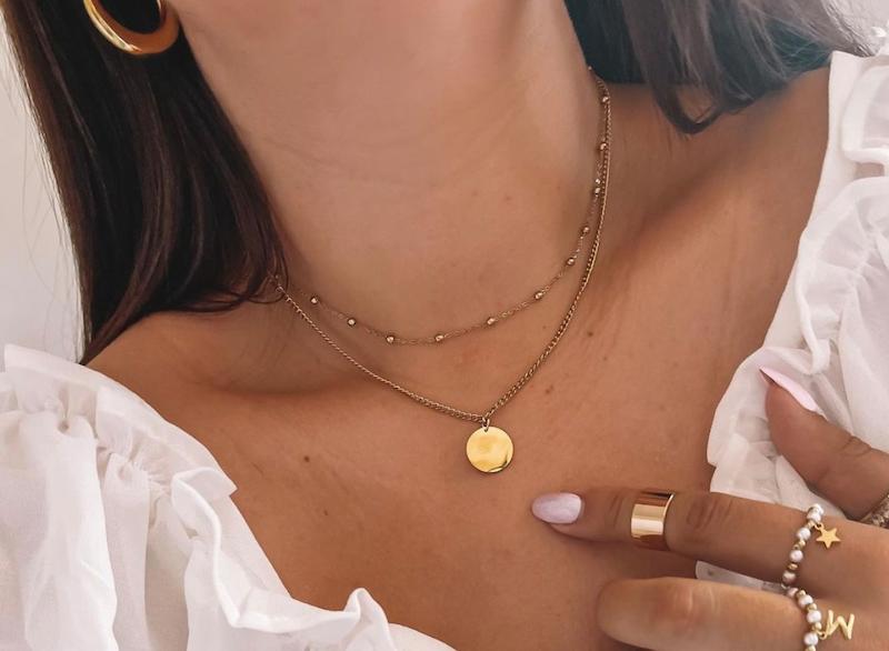 گردنبند دولایه گلوله ای تک پولک