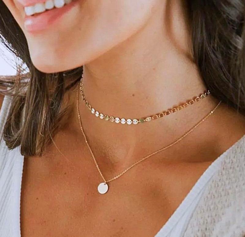 گردنبند دولایه پولکی 