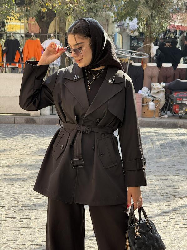 بارونی یقه دکمه 16658