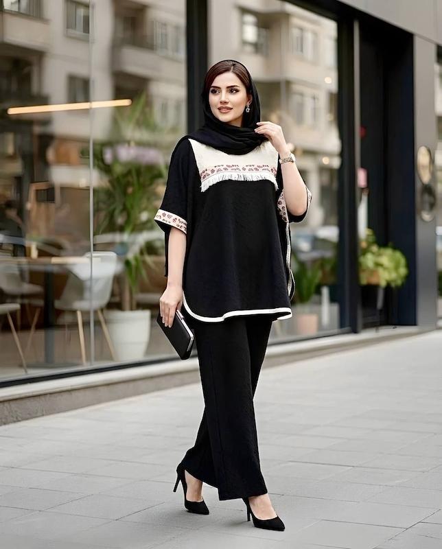 ست پانچ و شلوار با خرجکار هندی