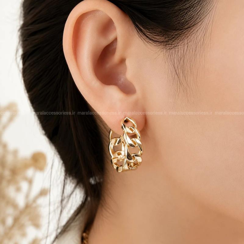 گوشواره زنانه ژوپینگ مدل کارتیر طلایی – کد 1119