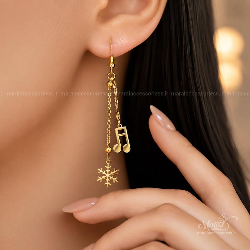 گوشواره استیل  آویز دونه برف 1150