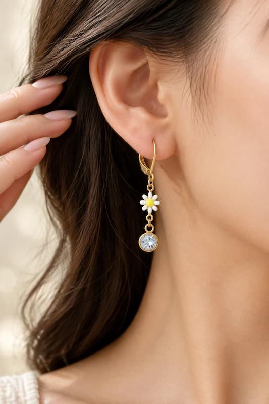 گوشواره بابونه کریستال 1535