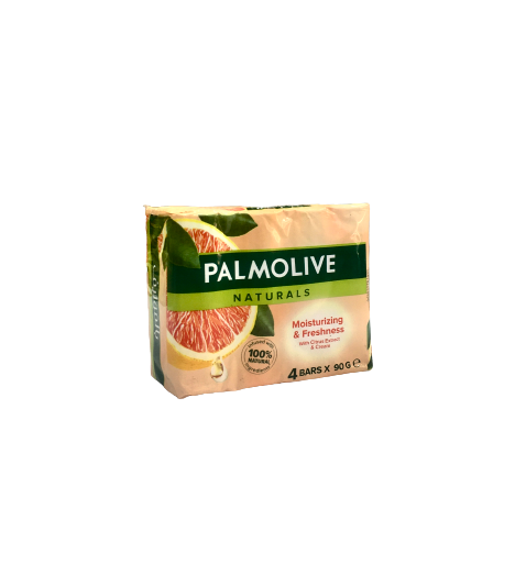 صابون پالمولیو مرطوب کننده و شاداب کننده با عصاره مرکبات و کرم بسته 4 عددی (4*90 گرم) PALMOLIVE naturals moisturizing & freshness  with citrus extract & cream