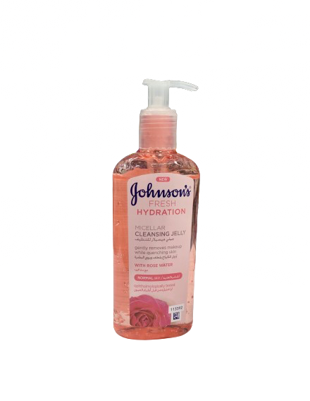 ژل میسلار پاک کننده و آبرسان صورت جانسون با گلاب 200 میلی Johnson's fresh hydration micellar cleansing jelly with rose water