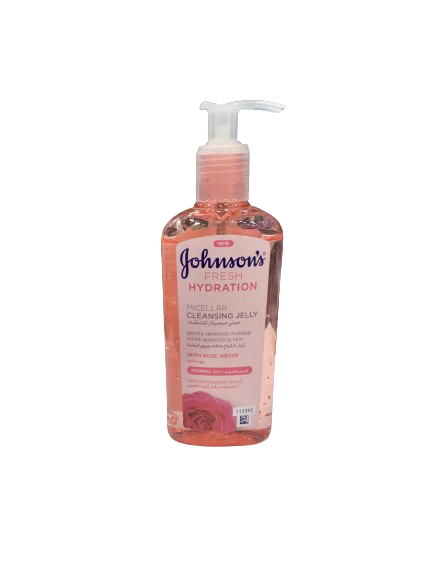 ژل میسلار پاک کننده و آبرسان صورت جانسون با گلاب 200 میلی Johnson's fresh hydration micellar cleansing jelly with rose water