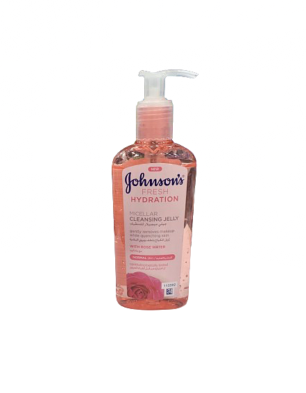 ژل میسلار پاک کننده و آبرسان صورت جانسون با گلاب 200 میلی Johnson's fresh hydration micellar cleansing jelly with rose water