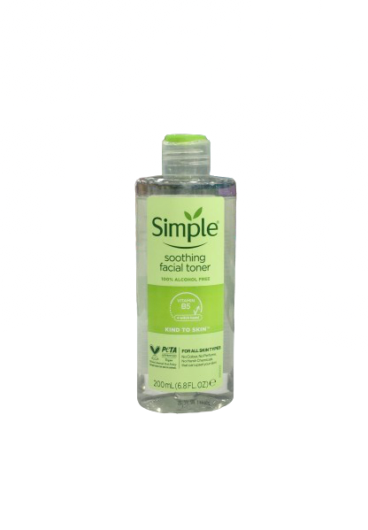 تونر تسکین دهنده صورت سیمپل با ویتامین B5 + فندق جادوگر 200 میلی Simple soothing facial toner vitamin B5 + witch hazel