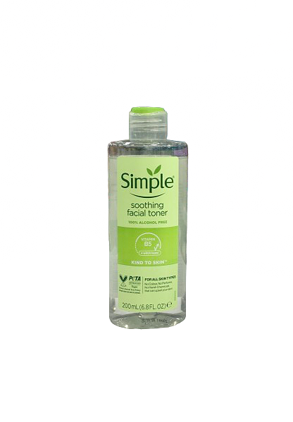 تونر تسکین دهنده صورت سیمپل با ویتامین B5 + فندق جادوگر 200 میلی Simple soothing facial toner vitamin B5 + witch hazel