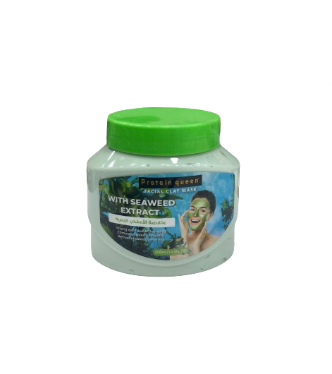 ماسک خاک رس صورت پروتئین کویین با عصاره جلبک دریایی 500 گرمی  protein queen facial clay mask with seaweed extract