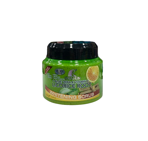 اسکراب سفید کننده روشان با با آلوئه ورا و ویتامین C ریشه شیرین بیان 550 گرمی Roushun whitening scrub with aloe vera & vitamin C licorice root