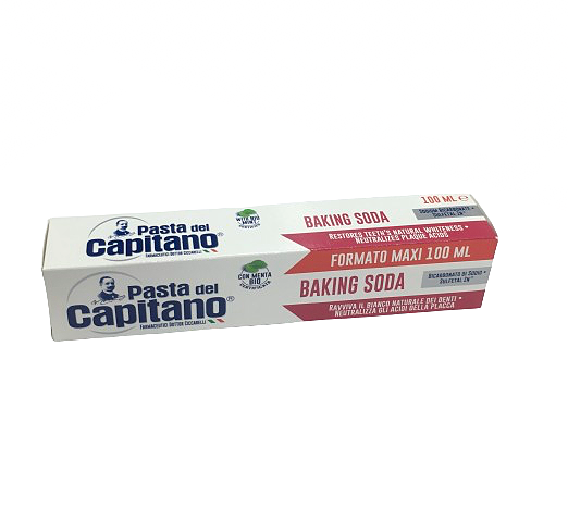 خمیر دندان پاستا دل کاپیتانو بازیابی طبیعی سفیدی دندان با جوش شیرین 100 گرمی pasta del capitano baking soda sodium restored teeth natural whiteness