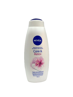 شامپو بدن نیوا اصل مراقبت و ریلکس با رایحه  هیبیسکوس و عصاره گل خطمی 750 میلی NIVEA pflegendes schaumbad care & relax hibiscus scent & mallow extract