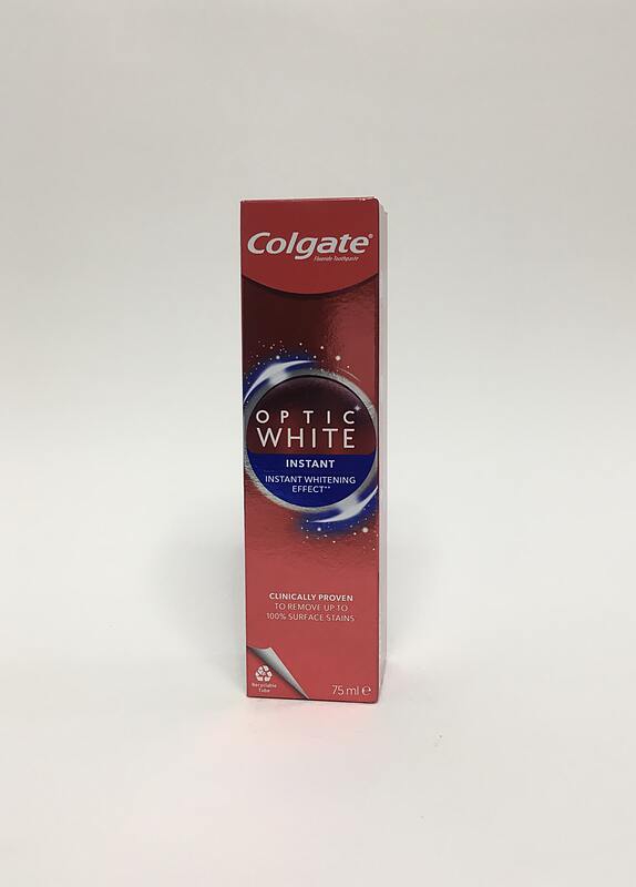 خمیر دندان کلگیت اپتیک وایت موثر در برابر لکه های چای و قهوه 75 میلی colgate fluoride toothpaste optic white extra power effective against tea and coffee stains