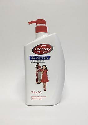 شامپو بدن آنتی باکتریال لایف بوی پمپی با فرمول سیلور اکتیو توتال 10 حجم 1 لیتری Lifebuoy activ silver formula antibacterial body wash total 10 