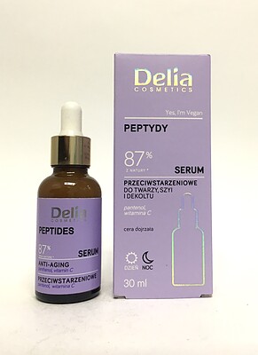 سرم ضد پیری صورت دلیا با پپتیدها حاوی ویتامین C و پانتنول 30 میلی Delia peptides anti-aging serum with panthenol , vitamin C