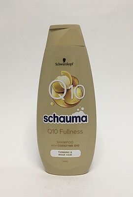 شامپوی فولنس Q10 شوما احیاء کننده موهای نازک و ضعیف با کوآنزیم (Q10) 400 میلی schauma Q10 fullness shampoo with coenzyme Q10 for thinning and weak hair