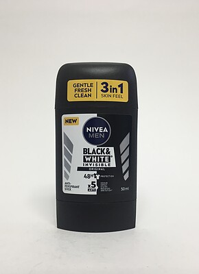 مام صابونی ضد تعریق نیوا مردانه 5x مدل invisible سیاه و سفید اورجینال محافظت 48 ساعته 50 گرمیNIVEA MEN black & white invisible original 48h protection anti-perspirant stick