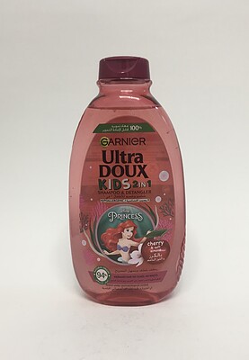 شامپو و نرم کننده بچه گارنیر ضد حساسیت با عصاره گیلاس و بادام 400 میلی GARNIER ULtra DOUX kids 2 in 1 shampoo & detangler hypoallergenic cherry & almond