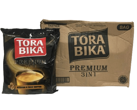 کافی میکس تورابیکا پرمیوم 3 در 1 TORA BIKA عمده کارتن 12 بسته 20 عددی TORA BIKA premium 3 in 1 strong & rich coffee