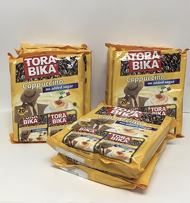 کاپوچینو تروبیکا TORA BIKA (بدون شکر) رژیمی عمده کارتن 12 بسته 20 ساشه ای TORA BIKA cappuccino no added sugar