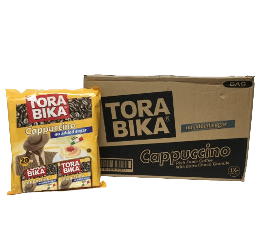 کاپوچینو تروبیکا TORA BIKA (بدون شکر) رژیمی عمده کارتن 12 بسته 20 ساشه ای TORA BIKA cappuccino no added sugar