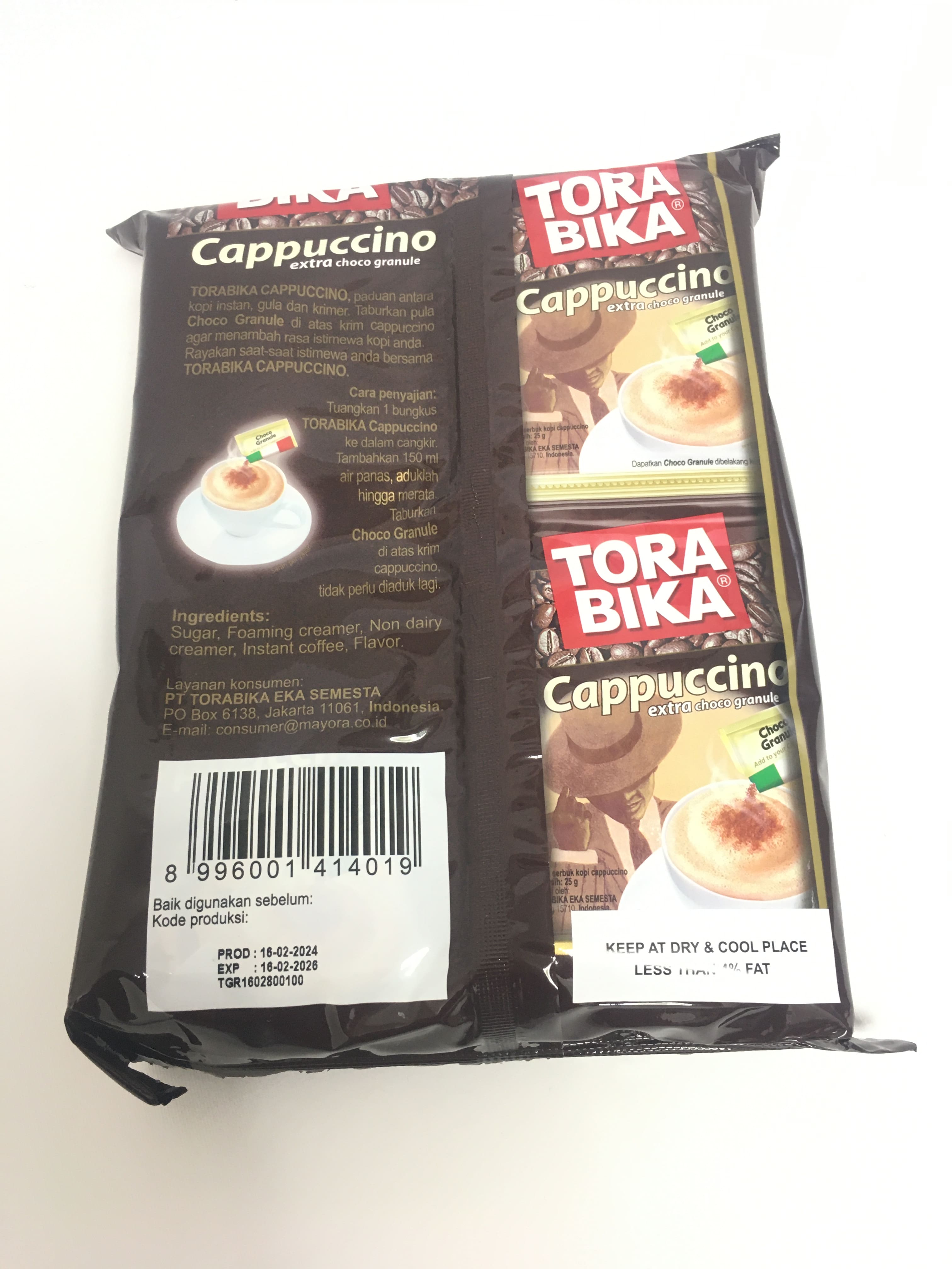 کاپوچینو تورابیکا عمده TORA BIKA اصلی کارتن 12 بسته 20 عددی TORA BIKA cappuccino