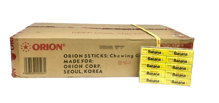 آدامس موزی اوریون کره ایی اصل عمده کارتن 50 بسته 20 عددی ORION banana gum