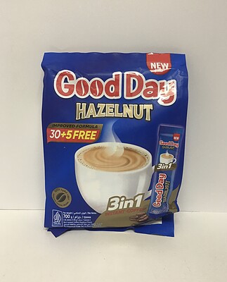 کافی میکس 3 در 1 فندقی گوددی عمده کارتن 12 بسته (هربسته 30+5 ساشه) Good Day hazelnut 3 in 1 instant coffee