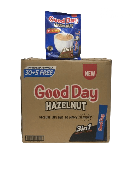 کافی میکس 3 در 1 فندقی گوددی عمده کارتن 12 بسته (هربسته 30+5 ساشه) Good Day hazelnut 3 in 1 instant coffee