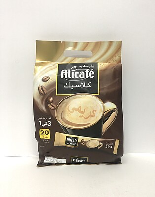 کافی میکس علی کافی 3 در 1 کلاسیک عمده کارتن 24 بسته ( هربسته 20 ساشه 20 گرمی) Alicafe classic instant coffee 3 in 1