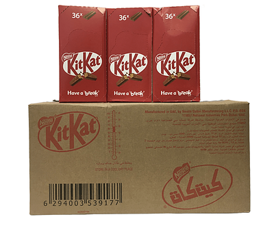 قیمت عمده شکلات کیت کت 2 انگشتی نستله کارتن (16 بسته 36 عددی 17.7 گرمی) Nestle kitkat