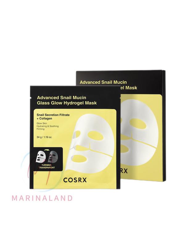 ماسک تکی هیدروژل حلزون کوزارکس مدل Advanced Snail Mucin Glass Glow
