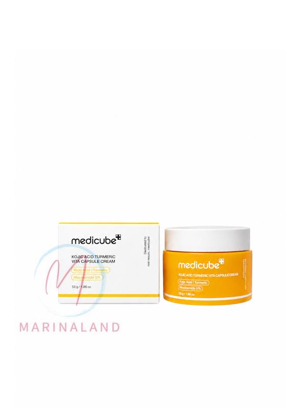 کرم کپسولی روشن کننده اسید کوجیک مدیکیوب مدل Kojic Acid Turmeric Vita Capsule Cream
